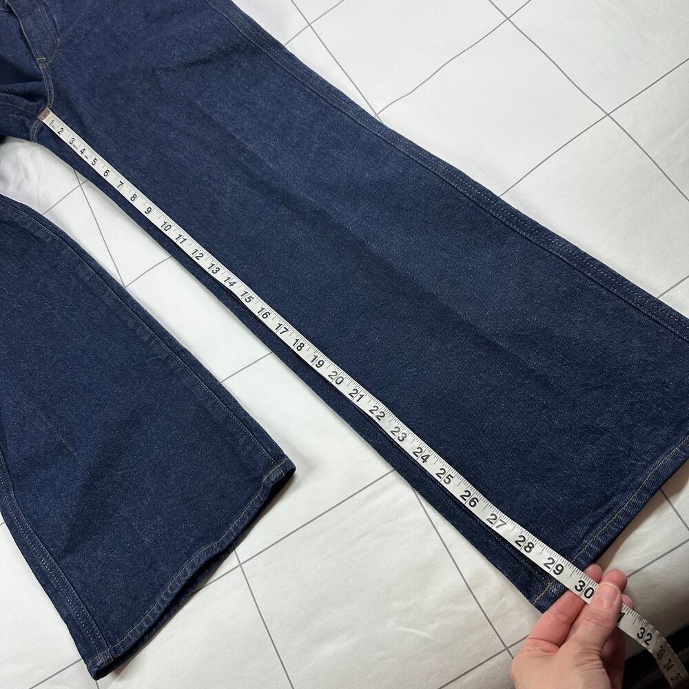 J.Crew Jeans Womens 27 Blue Full Length Slim Wide Trouser Dark Rinse Wash Denim - Picture 12 of 14